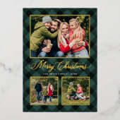 エメラルドバッファロープレイドクリスマスフォトコラージュ 箔シーズンカード (正面)