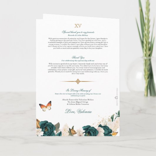 エメラルドバラ金ゴールドティアラバタフライキンセアニェラ プログラム (裏面)