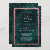 エメラルドバラ金ゴールド紙吹雪企業のホリデイ 招待状 (正面/裏面)