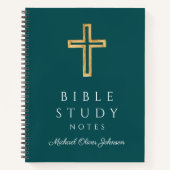 エメラルドパーソナライズされたグリーン宗教十字架 ノートブック (正面)