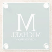 エメラルドパーソナライズされた・モノグラムとネーム・グロムスマン ガラスコースター (裏面)