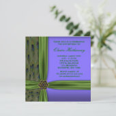エメラルドパープルクジャクの30歳の誕生日招待状 招待状 (スタンド正面)