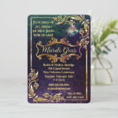 エメラルドパープルゴールデンマルディグラスマスカレードパーティー 招待状 (スタンド正面)