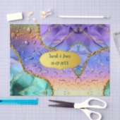 エメラルドパープルピーコック水滴パーソナライズされた 薄葉紙 (クラフト)