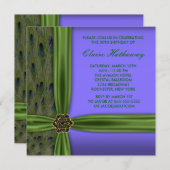 エメラルドパープルピーコック30th誕生日招待状 招待状 (正面/裏面)