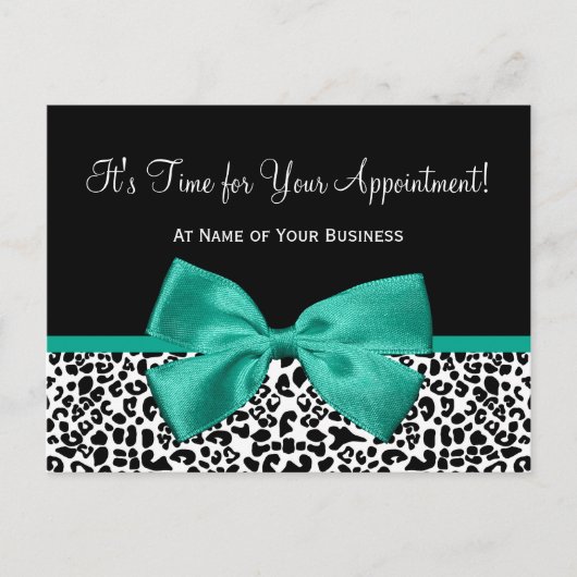エメラルドヒョウ柄サロン予約リマインダー ポストカード (正面)