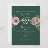 エメラルドピンク結婚フローラ 招待状 (正面)