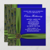 エメラルドピーコック誕生日 招待状 (正面/裏面)