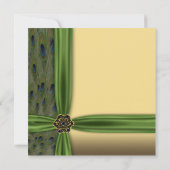 エメラルドピーコック金ゴールド30th誕生日招待状 招待状 (裏面)