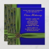 エメラルドピーコック金ゴールド50th誕生日招待状 招待状 (正面/裏面)