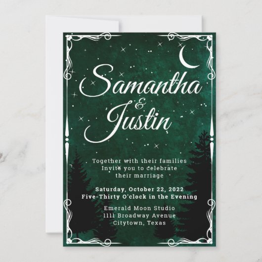 エメラルドファンタジーフォレスト結婚式招待状 招待状 (正面)
