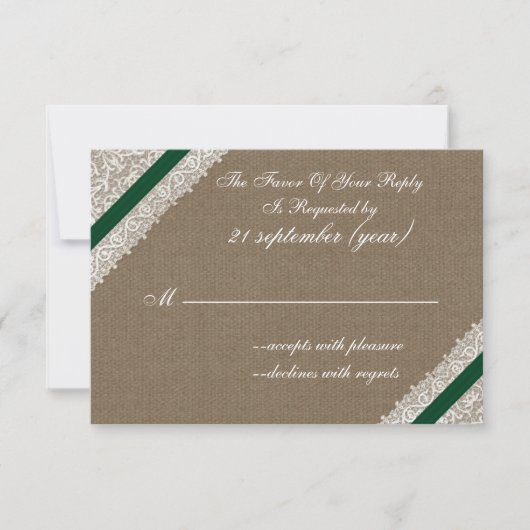 エメラルドフェイクグリーンrsvp 3.5 x 5 出欠カード (正面)