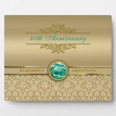 エメラルドフェイク宝石メタリック光沢金ゴールドダマスク フォトプラーク (正面)