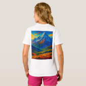 エメラルドフォレストの水彩キャンバス Tシャツ (裏面フル)