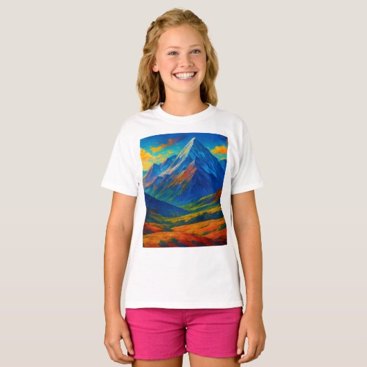 エメラルドフォレストの水彩キャンバス Tシャツ (正面フル)