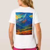 エメラルドフォレストの水彩キャンバス Tシャツ (裏面)