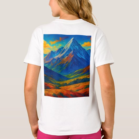 エメラルドフォレストの水彩キャンバス Tシャツ (裏面)