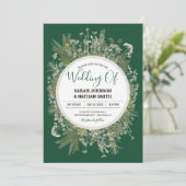 エメラルドフォレストグリーンフェイク押し花結婚の花 招待状 (スタンド正面)