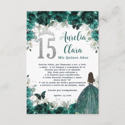 エメラルドフローラシルバークインセアニラ15祈りの言葉カード エンクロージャーカード (正面)