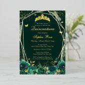 エメラルドフローラバタフライティアラキンセアニェラ 箔招待状 (立ち正面)