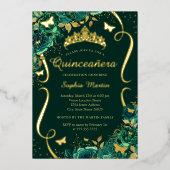 エメラルドフローラバタフライティアラキンセアニェラ 箔招待状 (正面)