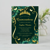 エメラルドフローラバタフライティアラキンセアニェラ 箔招待状 (立ち正面)