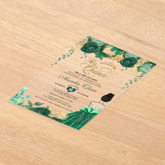 エメラルドフローラプリンセスミクリンスキンセアニラ アクリル招待状 (レイダウン)