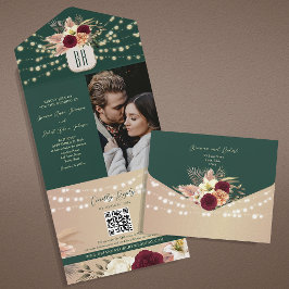 エメラルドフローラボホ結婚ズ オールインワン招待状