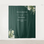 エメラルドフローラ結婚のフォトブース背景 タペストリー (正面)