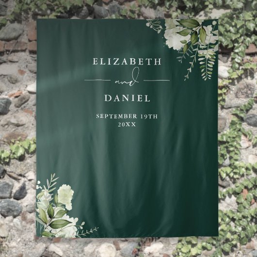 エメラルドフローラ結婚のフォトブース背景 タペストリー