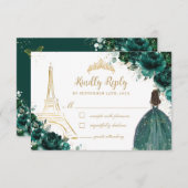 エメラルドフローラ金ゴールドパリプリンセスキンセアニラ 出欠カード (正面/裏面)