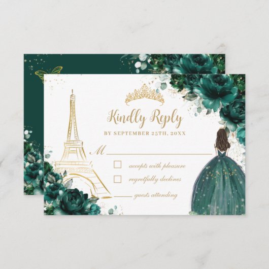 エメラルドフローラ金ゴールドパリプリンセスキンセアニラ 出欠カード (正面/裏面)