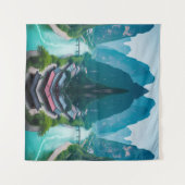 エメラルドフロー：風光明媚なマウンテンリバーウォールタペストリー タペストリー (正面(横))