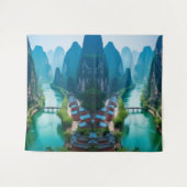 エメラルドフロー：風光明媚なマウンテンリバーウォールタペストリー タペストリー (正面(横))