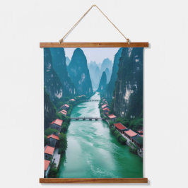 エメラルドフロー：風光明媚なマウンテンリバーウォールタペストリー 吊り下げ型タペストリー
