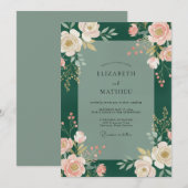 エメラルドブッシュペオニーの結婚式 招待状 (正面/裏面)