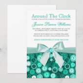 エメラルドブライダルシャワーテーマのまわりにザクロックインバート 招待状 (正面/裏面)