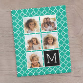 エメラルドブラックインスタグラム5フォトコラージモノグラム フリースブランケット