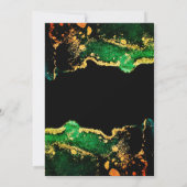 エメラルドブラック金ゴールドヴィンテージスクリプトデジタ結婚ル 招待状 (裏面)