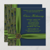 エメラルドブルーピーコック40th誕生日パーティー 招待状 (正面/裏面)
