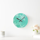 エメラルドホワイトスノーフレークミニマリスクリスマス ラウンド壁時計 (ホーム)