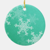 エメラルドホワイトスノーフレークミニマリストクリスマス名 セラミックオーナメント (裏面)