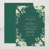 エメラルドホワイトフォリアユーカリの結婚式 招待状 (正面/裏面)