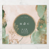 エメラルドボタニカルモダン金ゴールドユーカリプトゥスジンオーバル リキュールボトルラベル (シングルラベル)