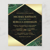エメラルドマーブルフォトバジェット結婚式招待状 (正面)
