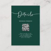 エメラルドミニマルグリーンQRコード書結婚跡 エンクロージャーカード (正面)