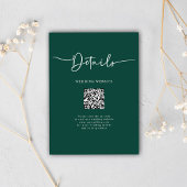エメラルドミニマルグリーンQRコード書結婚跡 エンクロージャーカード
