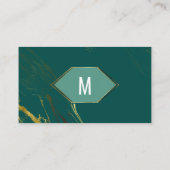 エメラルドミントグリーン金ゴールド幾何大理石 プレイスカード (裏面)