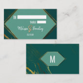 エメラルドミントグリーン金ゴールド幾何大理石 プレイスカード (正面/裏面)