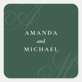 エメラルドモダンエッエレガントジ・モノグラム結婚ズ スクエアシール